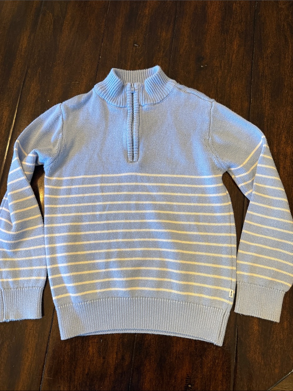 Little Sleepies Blue and White Half-Zip Striped Pullover
